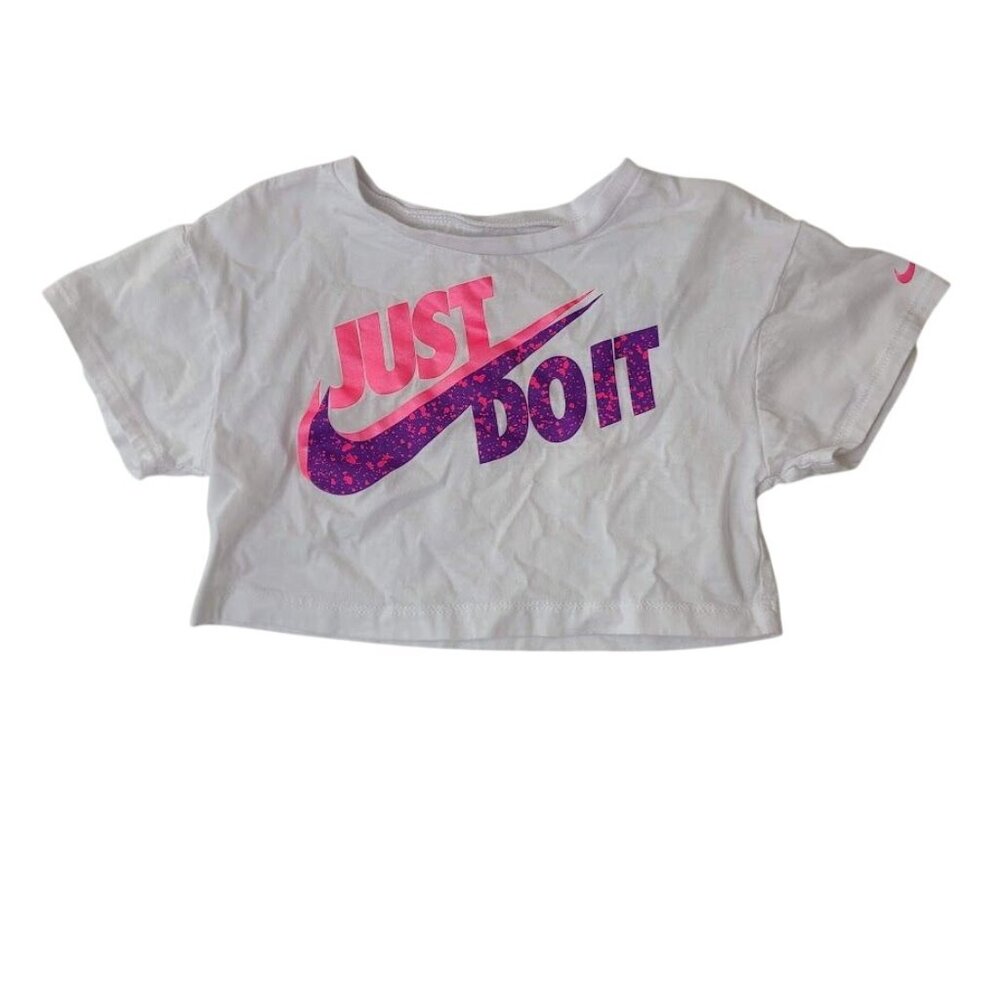 Nike Baby Girls Crop Top 18M Just Do It Pink Purple Swoosh Graphic Tee